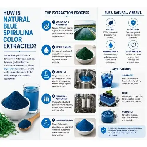 How is natural Blue Spirulina color extracted?